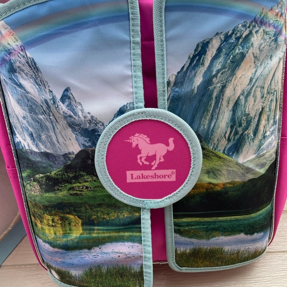 Lakeshore Fantasy Adventure Backback Unicorns Horses Fold Out Scene Playset - Picture 2 of 8